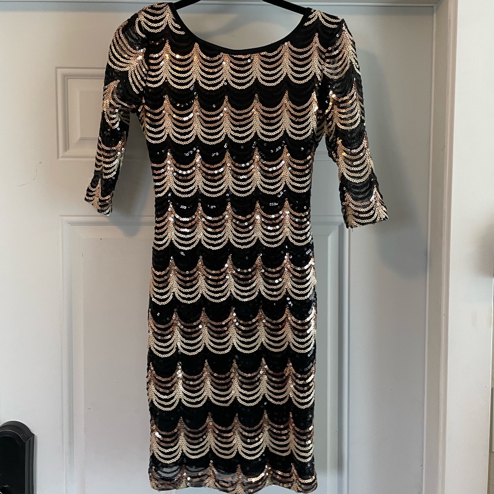 Silver gold and black tight Mini/Tolo Dress